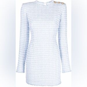 BALMAIN Tweed Long-Sleeve Dress